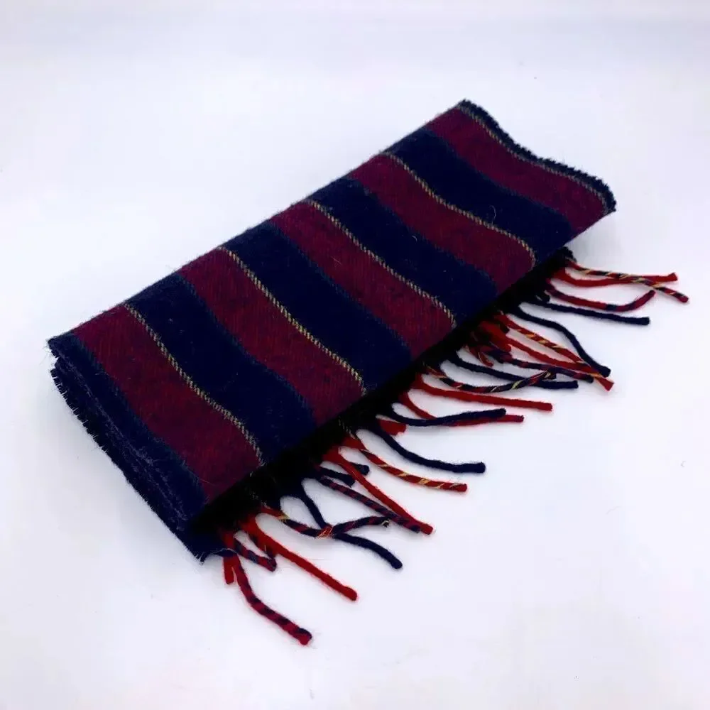 Auth Vtg Christian DIOR Stripe Wool Scarf. Circa 70s Pristine Preloved Wrap
